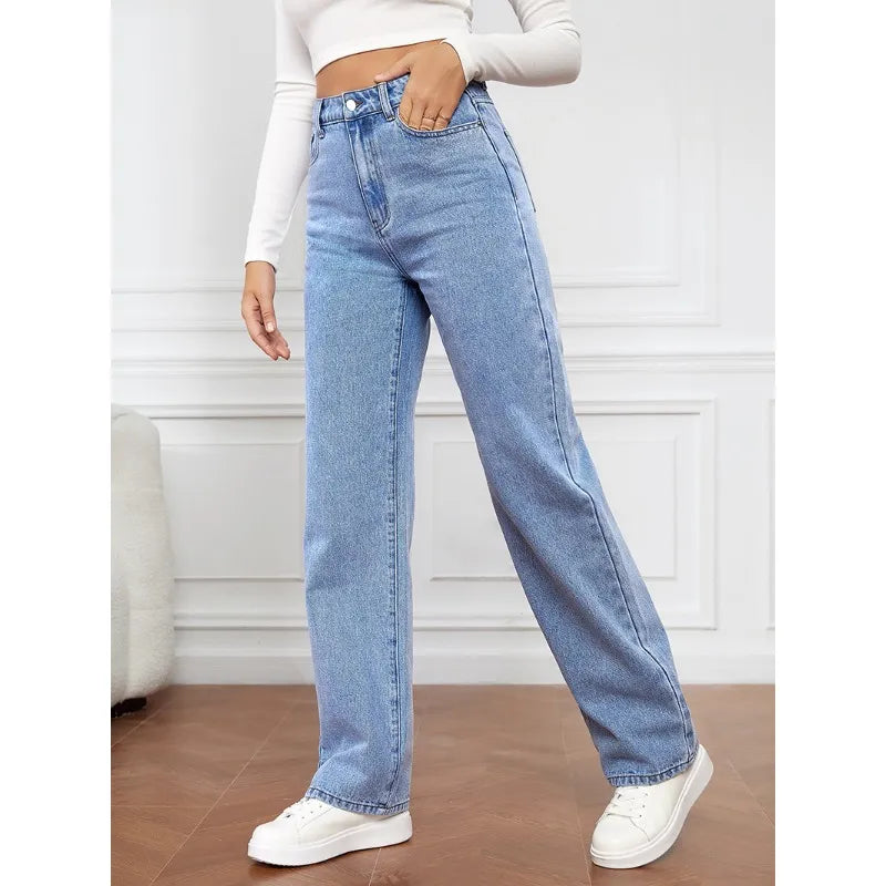 Straight-Leg Denim Trousers