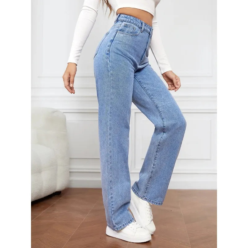 Straight-Leg Denim Trousers