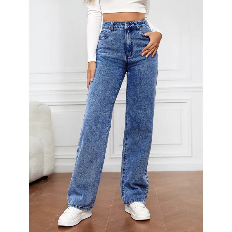 Straight-Leg Denim Trousers