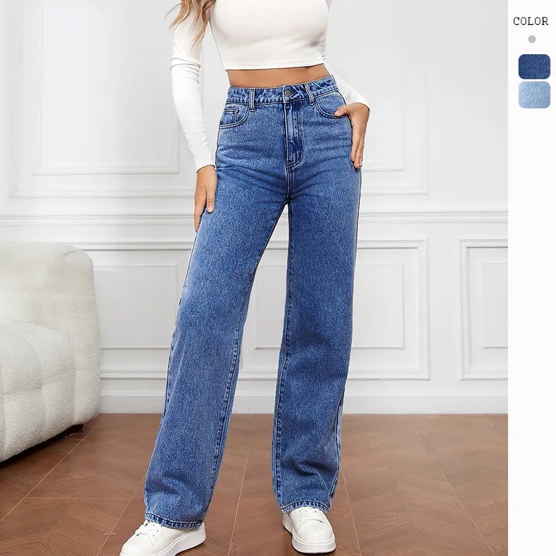 Straight-Leg Denim Trousers