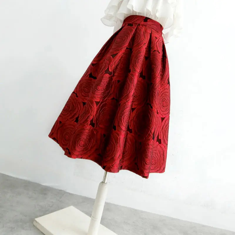 Retro Floral High-waist Long Skirt