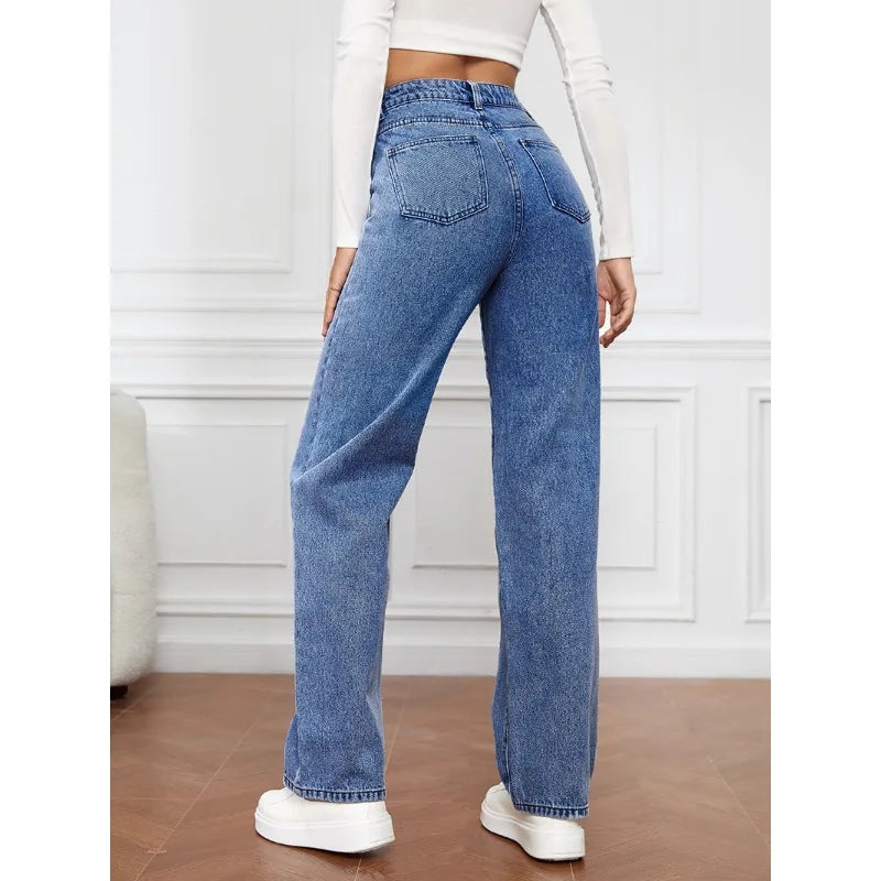 Straight-Leg Denim Trousers